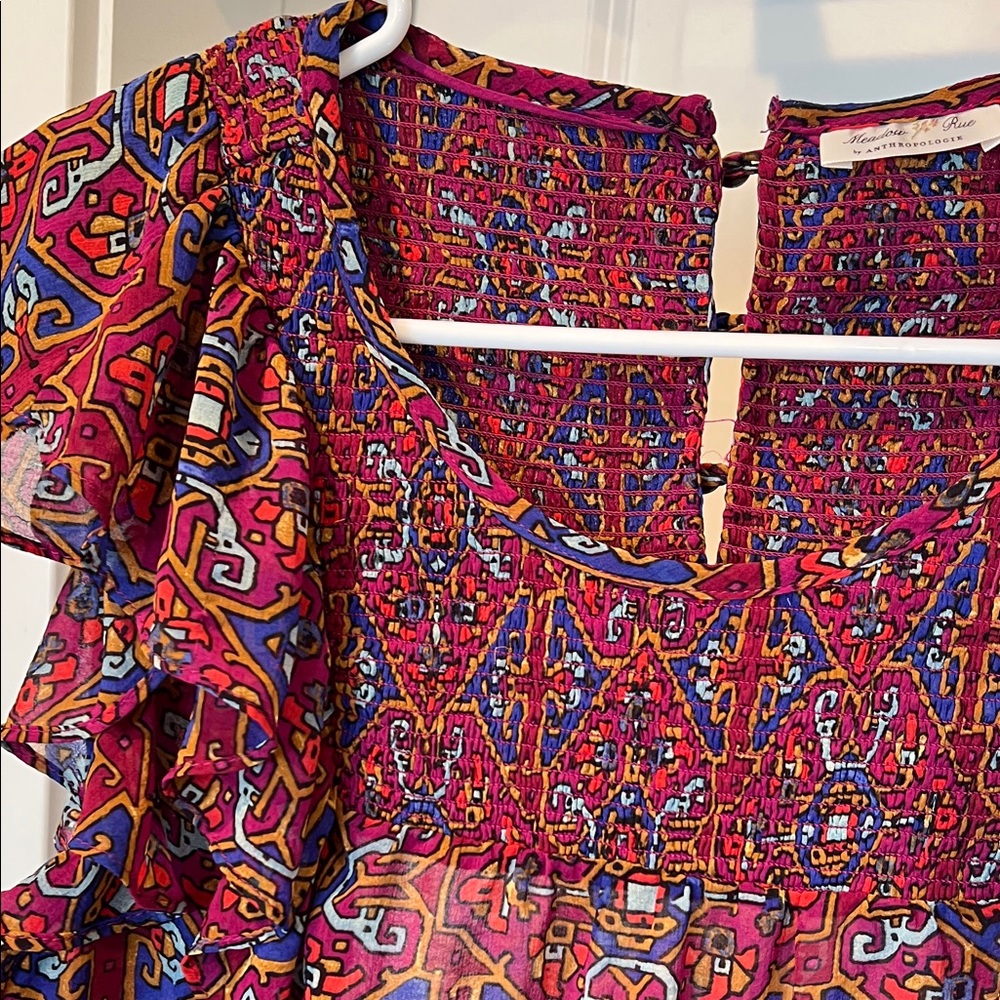 Anthropologie Red and Blue Patterned Blouse - Picture 6 of 6